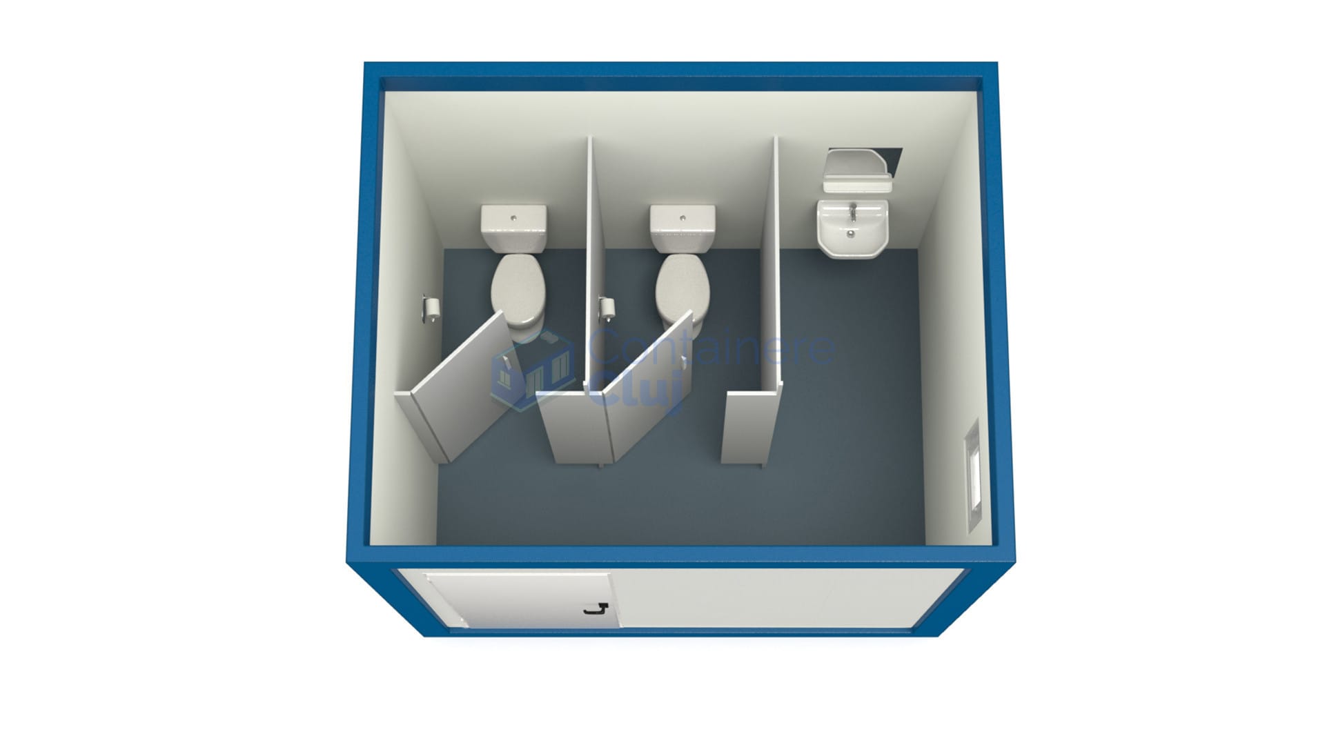 container sanitar cluj 3metri 2wc albastru