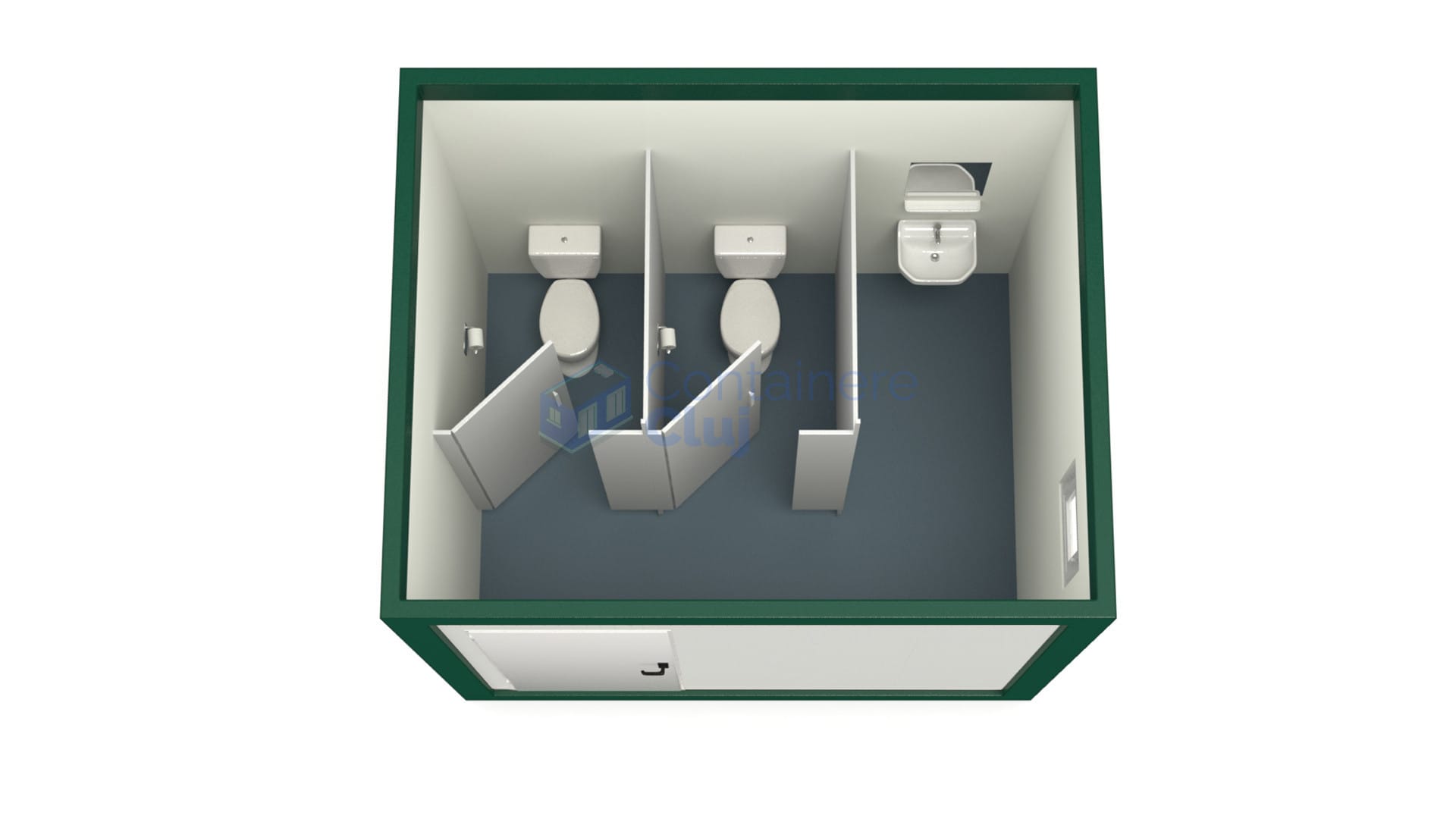 container sanitar cluj 3metri 2wc verde