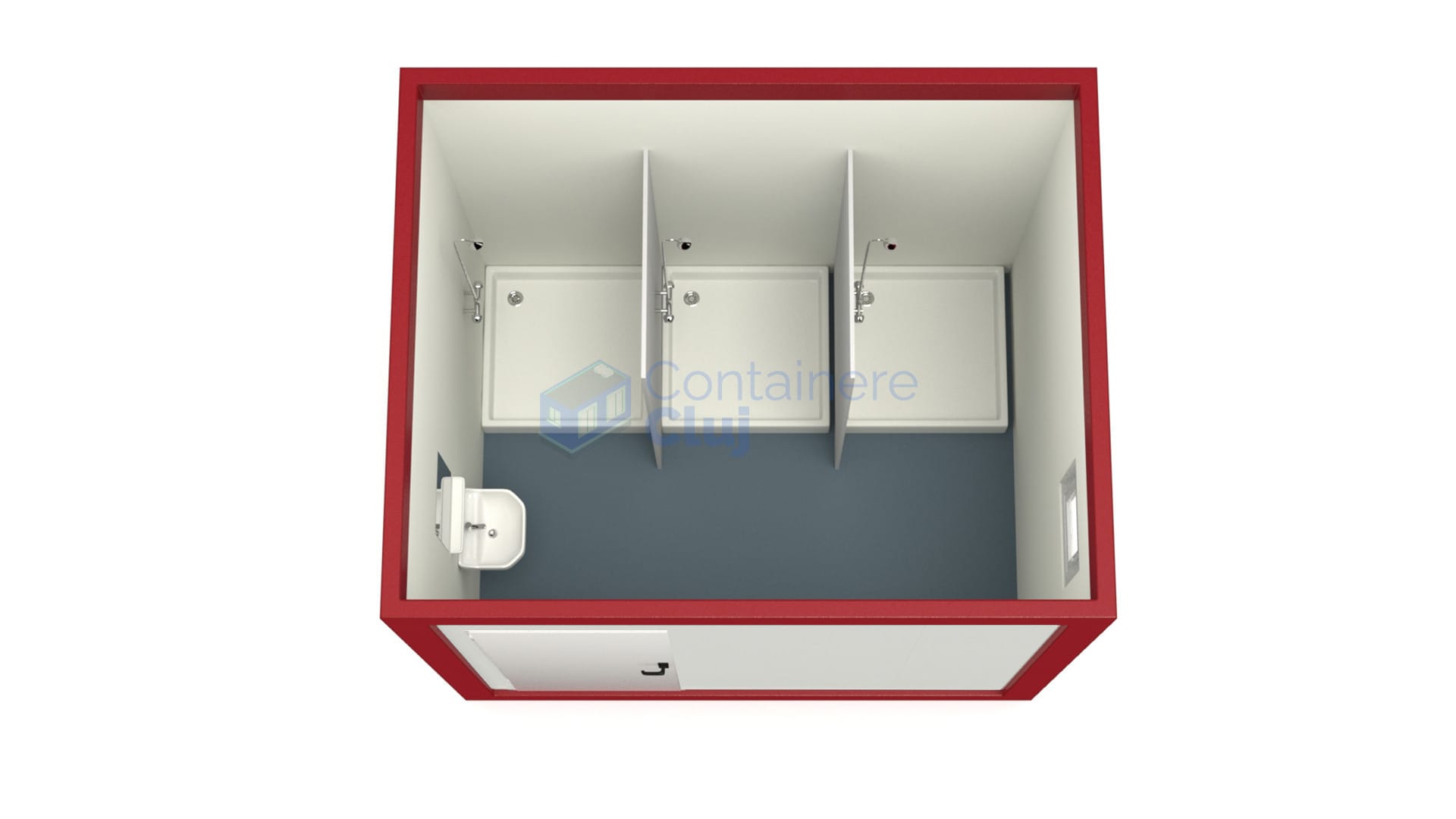 container sanitar cluj 3metri 3dusuri rosu