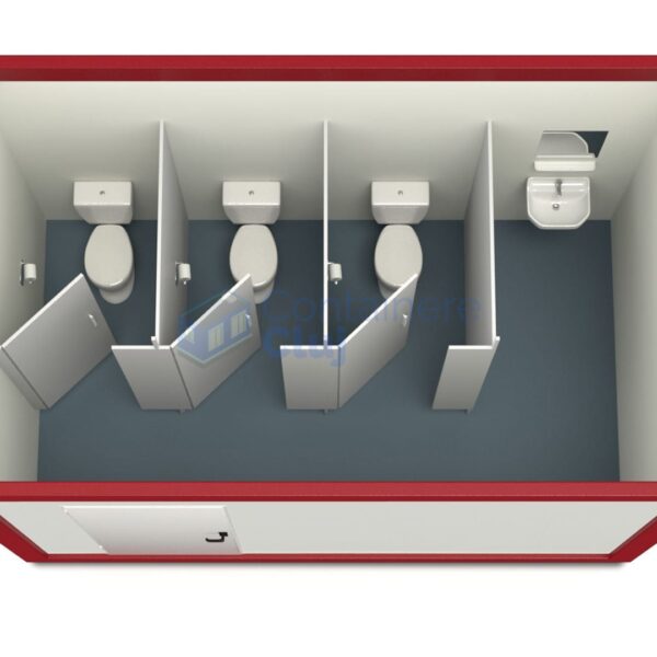 container sanitar cluj 4metri 3wc rosu